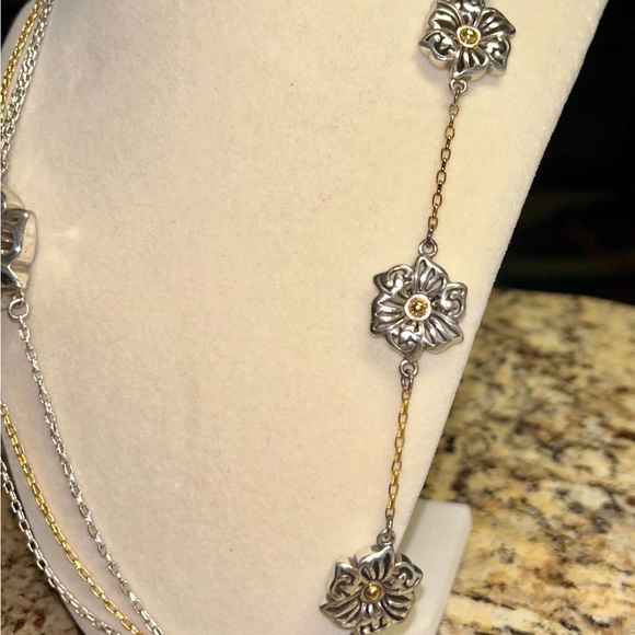 Brighton • Shadow Garden • Flower • Gold/Silver • Triple Strand Chain • Necklace - Picture 9 of 16